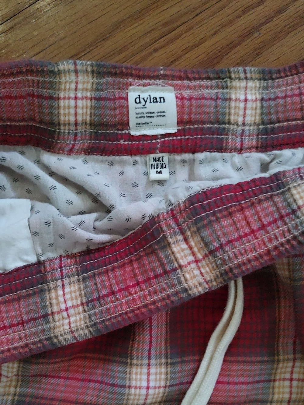 dylan Red and Tan Plaid Drawstring Shorts